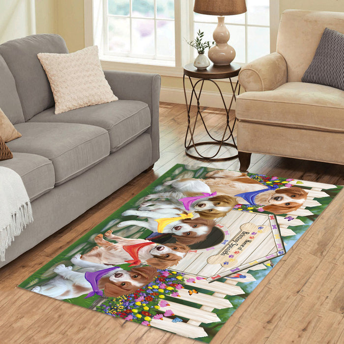 Spring Dog House Brittany Spaniel Dogs Area Rug