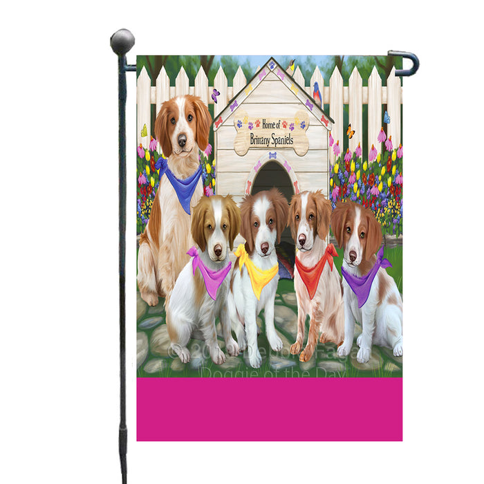 Personalized Spring Dog House Brittany Spaniel Dogs Custom Garden Flags GFLG-DOTD-A62784
