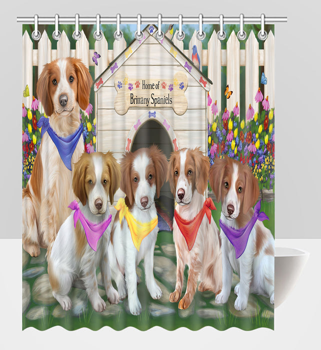 Spring Dog House Brittany Spaniel Dogs Shower Curtain