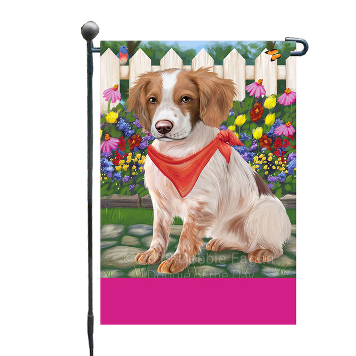 Personalized Spring Floral Brittany Spaniel Dog Custom Garden Flags GFLG-DOTD-A62785