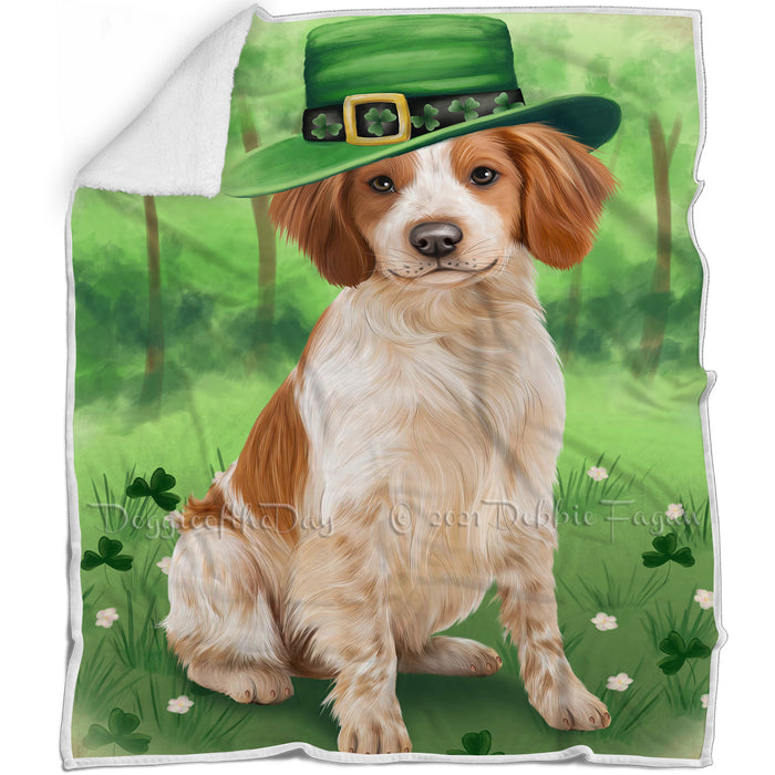St. Patricks Day Irish Portrait Brittany Spaniel Dog Blanket BLNKT54282