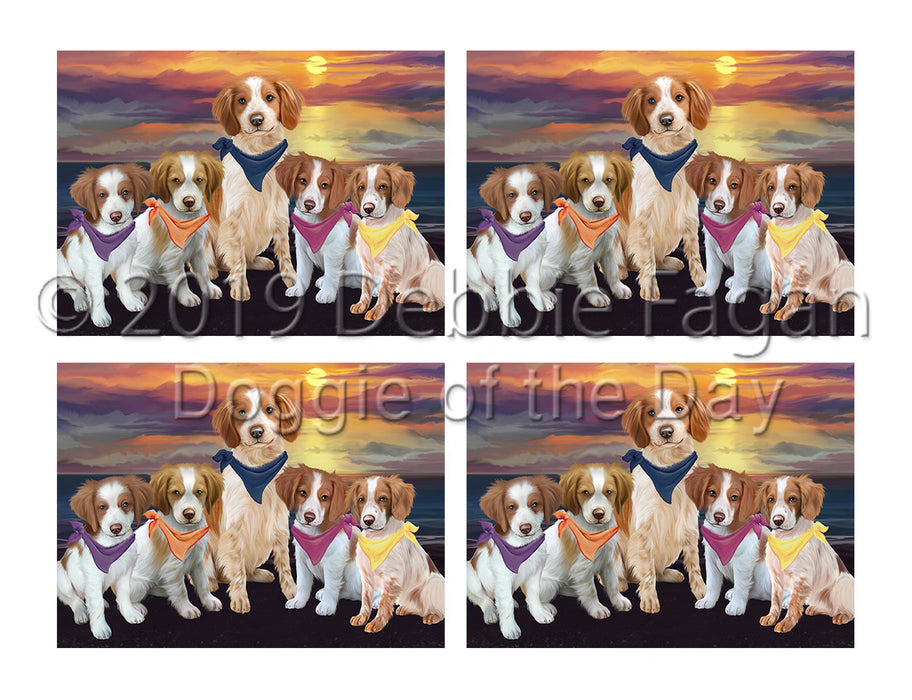 Family Sunset Portrait Brittany Spaniel Dogs Placemat