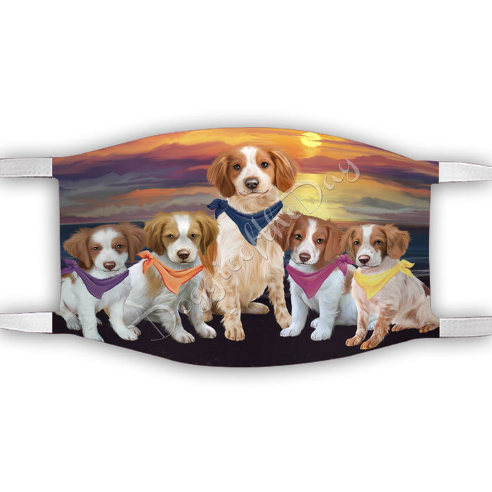 Family Sunset Brittany Spaniel Dogs Face Mask FM49185