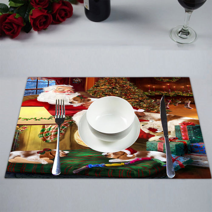 Santa Sleeping with Brittany Spaniel Dogs Placemat