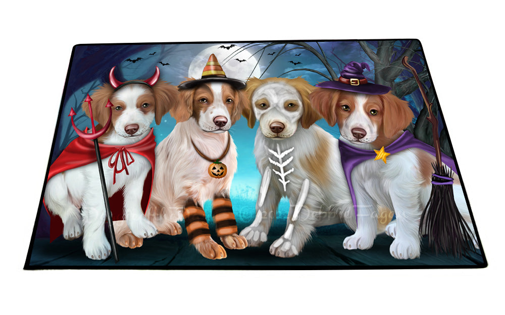 Happy Halloween Trick or Treat Brittany Spaniel Dogs Floor Mat- Anti-Slip Pet Door Mat Indoor Outdoor Front Rug Mats for Home Outside Entrance Pets Portrait Unique Rug Washable Premium Quality Mat