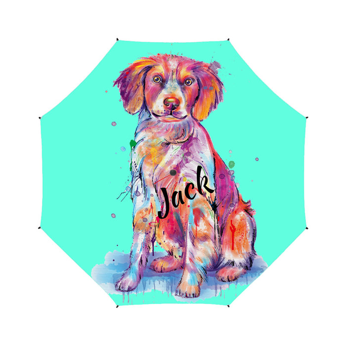 Custom Pet Name Personalized Watercolor Brittany Spaniel DogSemi-Automatic Foldable Umbrella