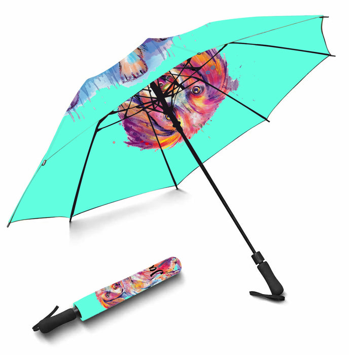 Custom Pet Name Personalized Watercolor Brittany Spaniel DogSemi-Automatic Foldable Umbrella
