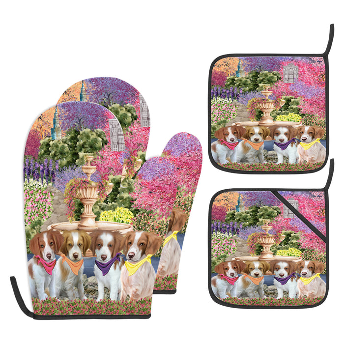 Brittany Spaniel Oven Mitts and Pot Holder Set: Kitchen Gloves for Cooking with Potholders, Custom, Personalized, Explore a Variety of Designs, Dog Lovers Gift