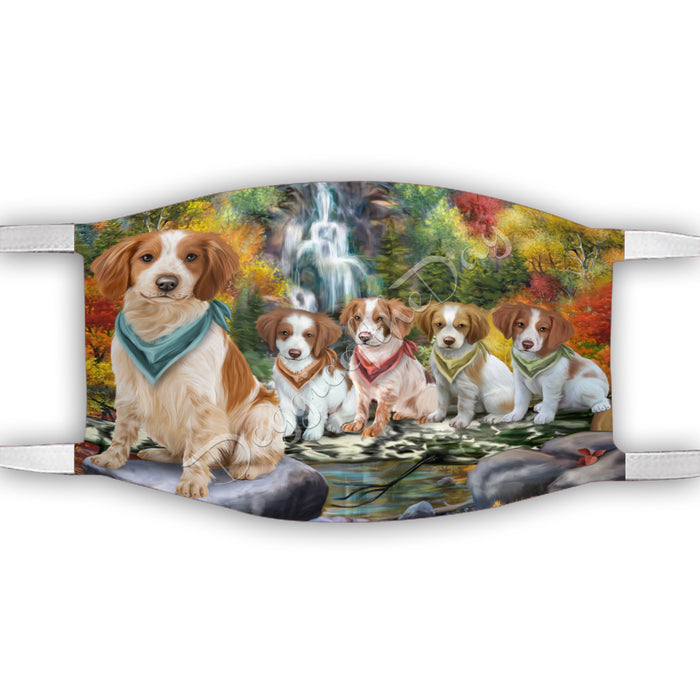 Scenic Waterfall Brittany Spaniel Dogs Face Mask FM49283
