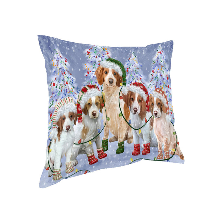 Christmas Lights and Brittany Spaniel Dogs Pillow with Top Quality High-Resolution Images - Ultra Soft Pet Pillows for Sleeping - Reversible & Comfort - Ideal Gift for Dog Lover - Cushion for Sofa Couch Bed - 100% Polyester