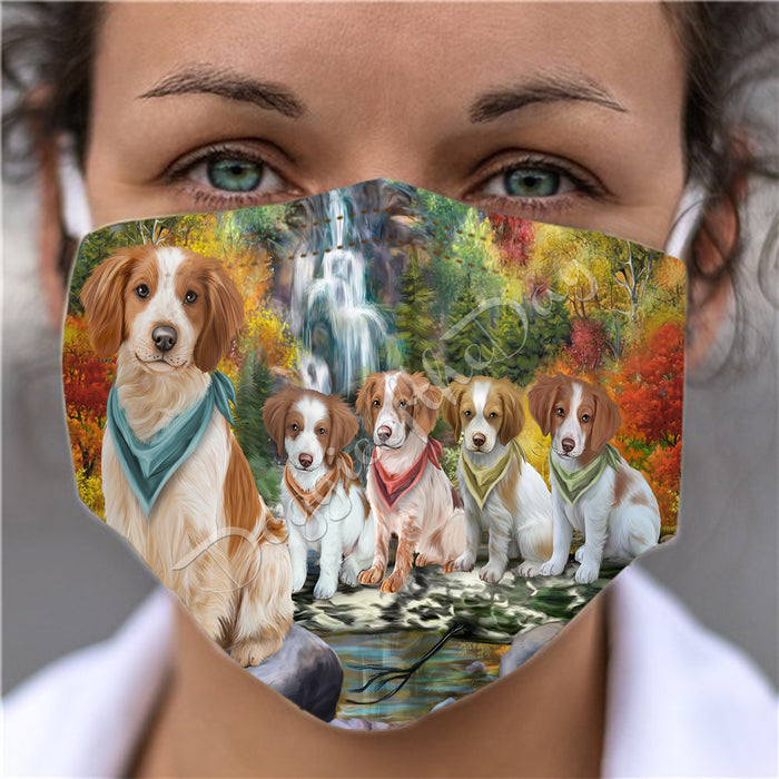 Scenic Waterfall Brittany Spaniel Dogs Face Mask FM49283
