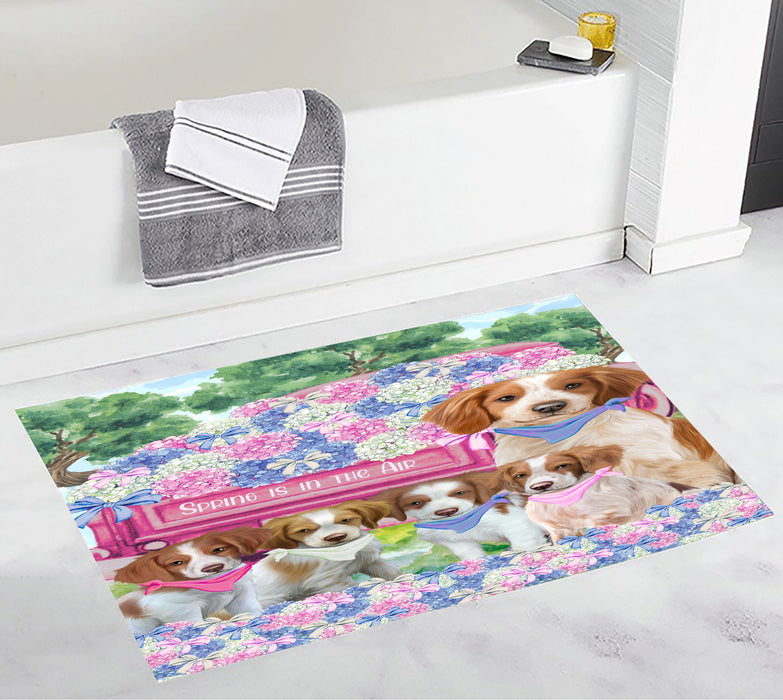 Brittany Spaniel Anti-Slip Bath Mat, Explore a Variety of Designs, Soft and Absorbent Bathroom Rug Mats, Personalized, Custom, Dog and Pet Lovers Gift