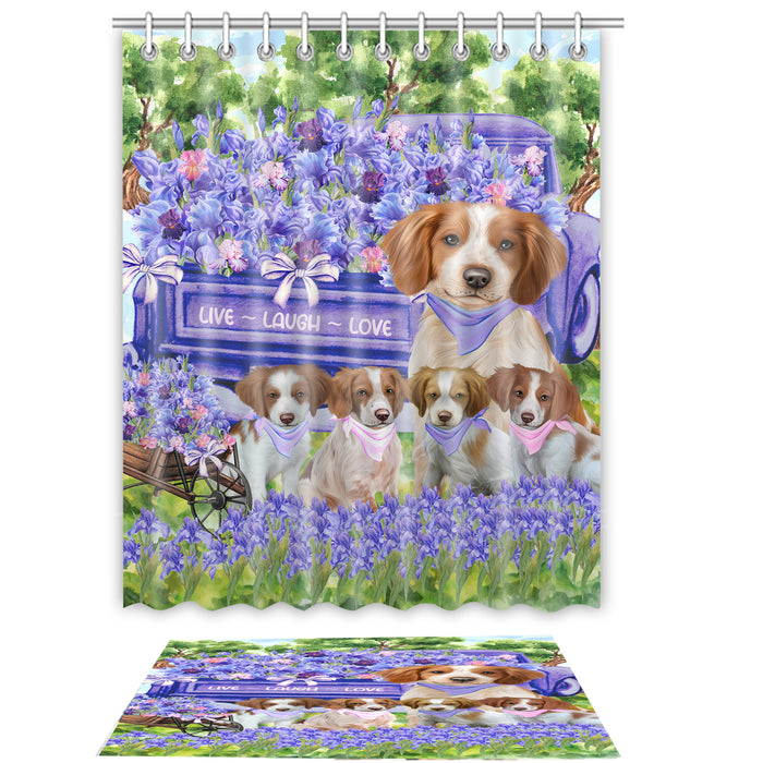 Brittany Spaniel Shower Curtain & Bath Mat Set: Explore a Variety of Designs, Custom, Personalized, Curtains with hooks and Rug Bathroom Decor, Gift for Dog and Pet Lovers