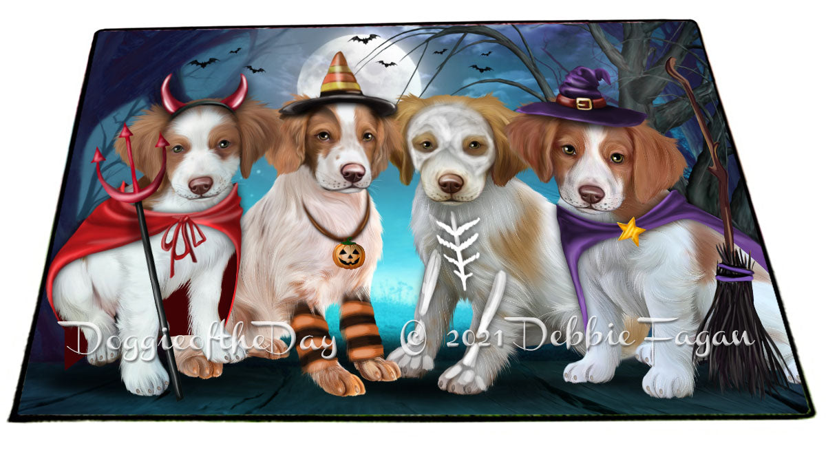 Happy Halloween Trick or Treat Brittany Spaniel Dogs Indoor/Outdoor Welcome Floormat - Premium Quality Washable Anti-Slip Doormat Rug FLMS58351