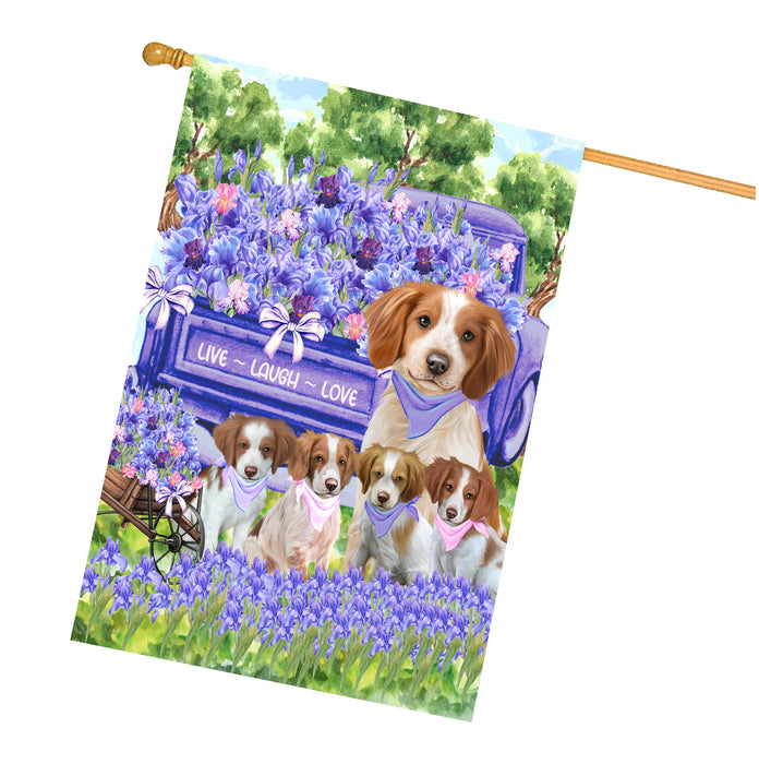 Brittany Spaniel Dogs House Flag for Dog and Pet Lovers, Explore a Variety of Designs, Custom, Personalized, Weather Resistant, Double-Sided, Home Outside Yard Decor