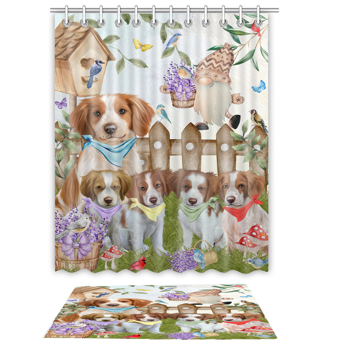 Brittany Spaniel Shower Curtain & Bath Mat Set, Custom, Explore a Variety of Designs, Personalized, Curtains with hooks and Rug Bathroom Decor, Halloween Gift for Dog Lovers