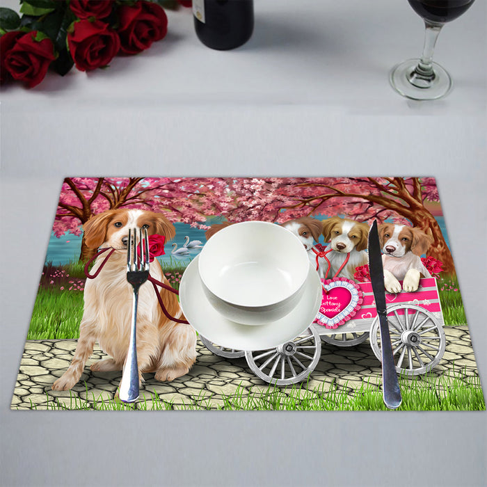 I Love Brittany Spaniel Dogs in a Cart Placemat