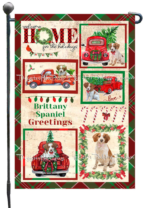 Welcome Home for Christmas Holidays Brittany Spaniel Dogs Garden Flag GFLG66990
