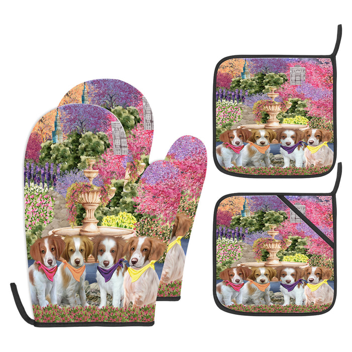 Brittany Spaniel Oven Mitts and Pot Holder Set, Kitchen Gloves for Cooking with Potholders, Explore a Variety of Custom Designs, Personalized, Pet & Dog Gifts