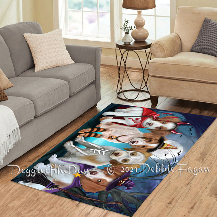 Happy Halloween Trick or Treat Brittany Spaniel Dogs Polyester Living Room Carpet Area Rug ARUG66187