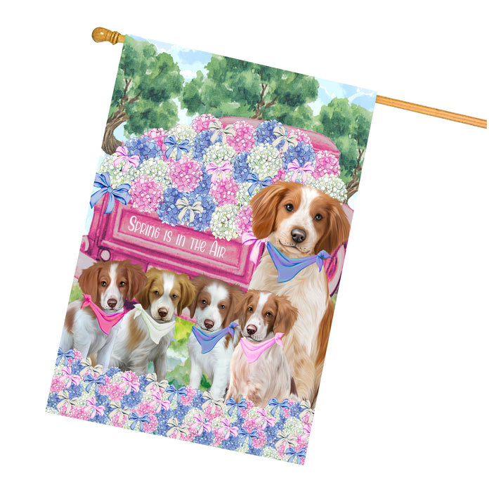 Brittany Spaniel Dogs House Flag: Explore a Variety of Personalized Designs, Double-Sided, Weather Resistant, Custom, Home Outside Yard Decor for Dog and Pet Lovers