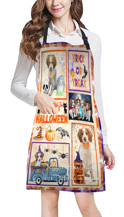Happy Halloween Trick or Treat Brittany Spaniel Dogs Cooking Kitchen Adjustable Apron Apron49301
