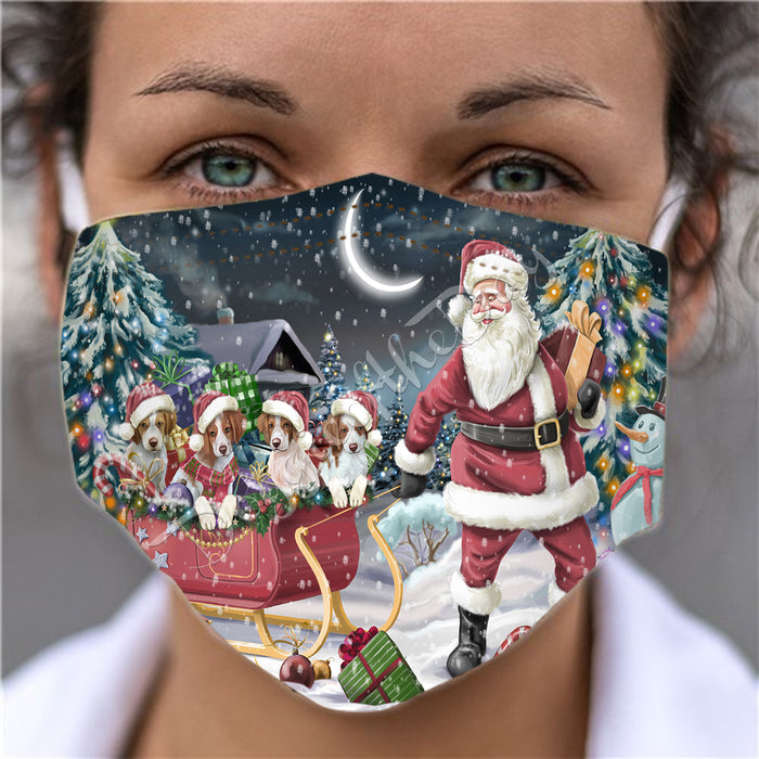 Santa Sled Dogs Christmas Happy Holidays Brittany Spaniel Dogs Face Mask FM48979