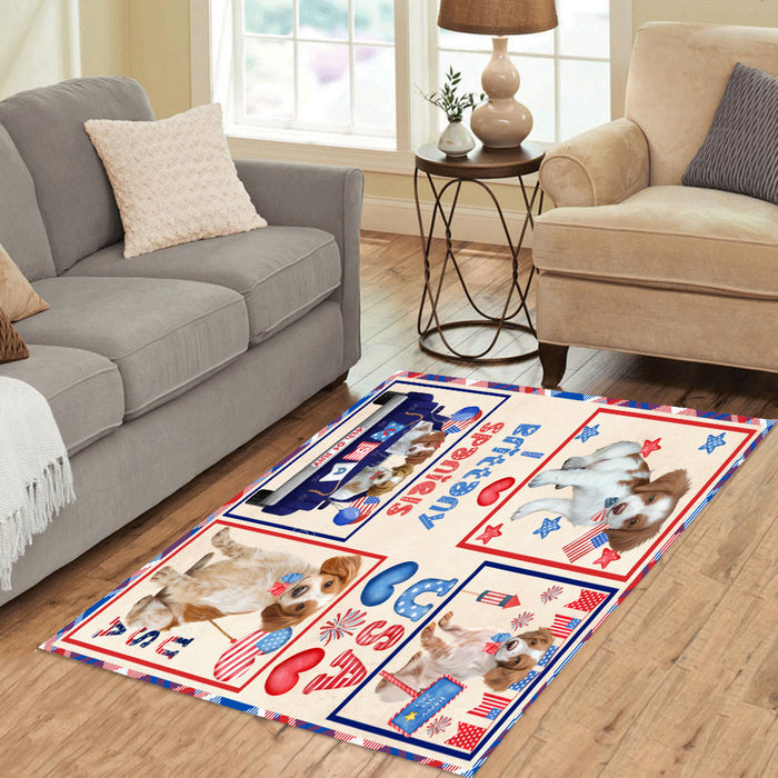 4th of July Independence Day I Love USA Brittany Spaniel Dogs Area Rug - Ultra Soft Cute Pet Printed Unique Style Floor Living Room Carpet Decorative Rug for Indoor Gift for Pet Lovers