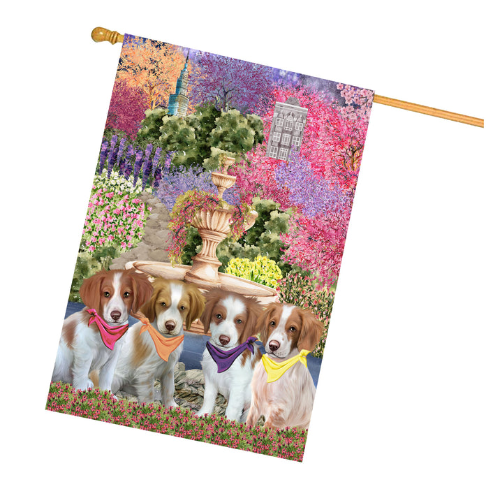 Brittany Spaniel Dogs House Flag: Explore a Variety of Designs, Weather Resistant, Double-Sided, Custom, Personalized, Home Outdoor Yard Decor for Dog and Pet Lovers