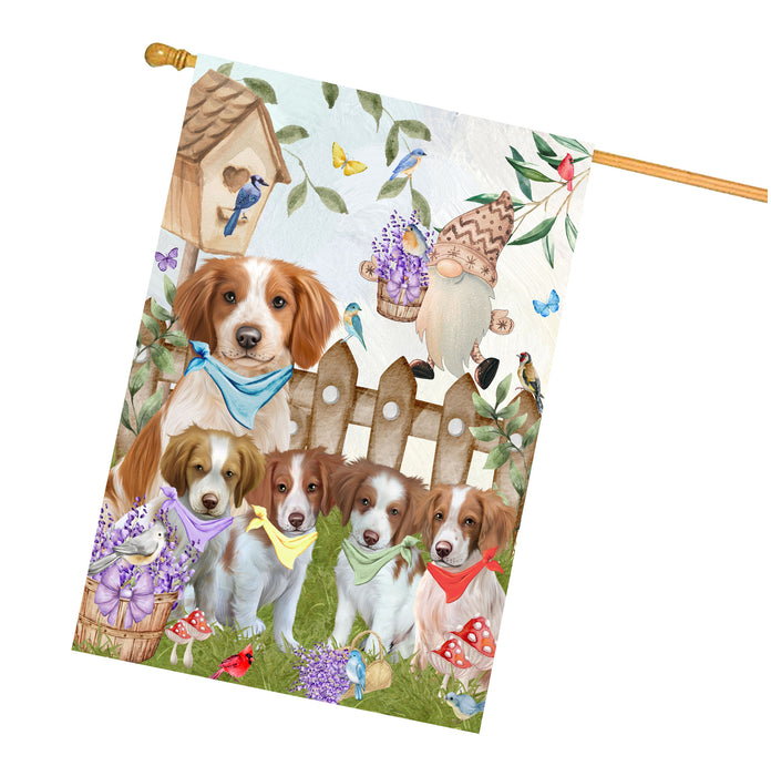 Brittany Spaniel Dogs House Flag: Explore a Variety of Designs, Custom, Personalized, Weather Resistant, Double-Sided, Home Outside Yard Decor for Dog and Pet Lovers