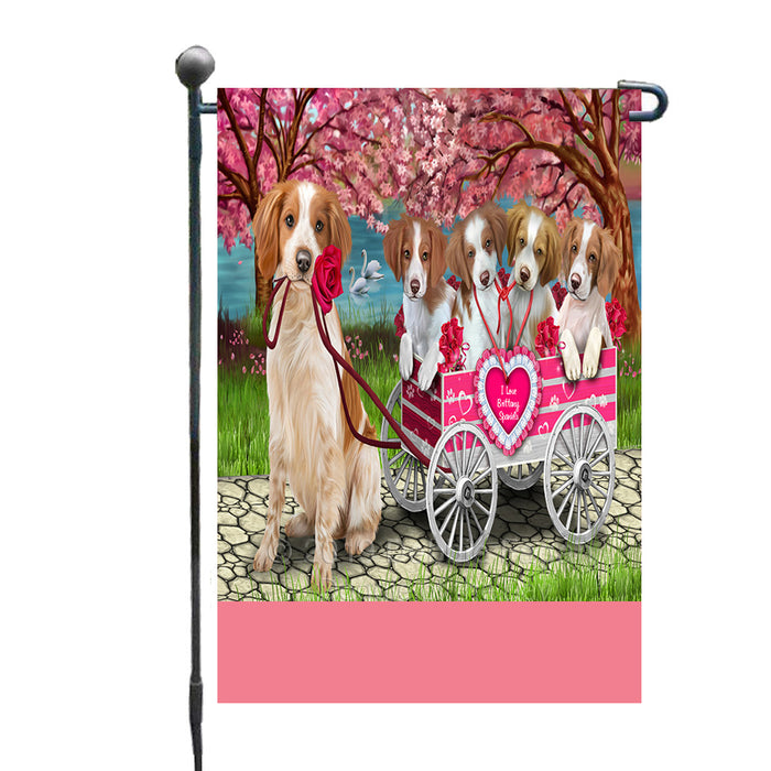 Personalized I Love Brittany Spaniel Dogs in a Cart Custom Garden Flags GFLG-DOTD-A62139