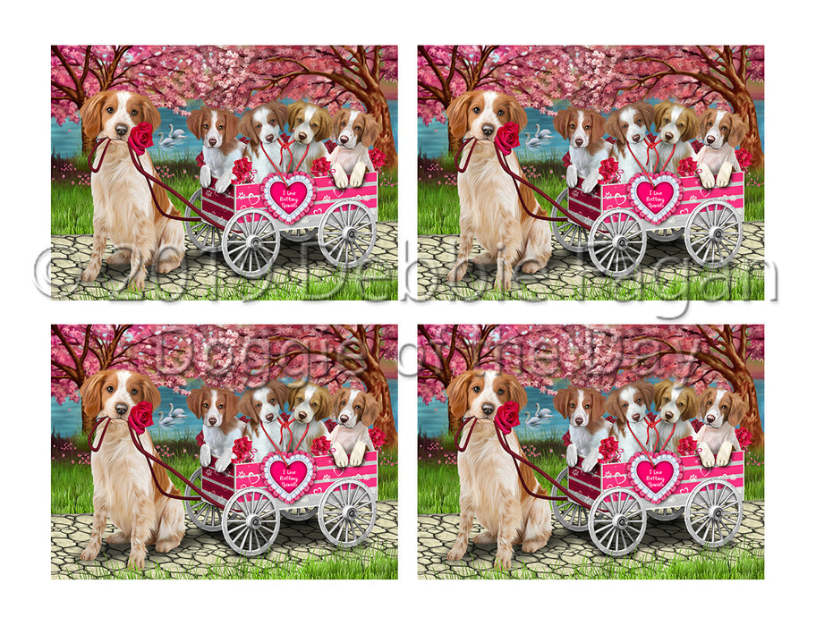 I Love Brittany Spaniel Dogs in a Cart Placemat