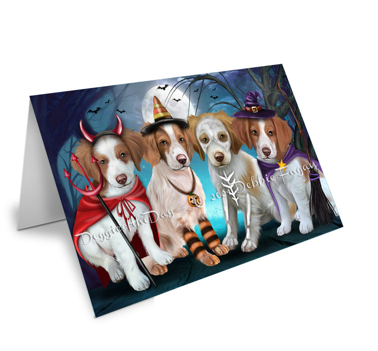 Happy Halloween Trick or Treat Brittany Spaniel Dogs Handmade Artwork Assorted Pets Greeting Cards and Note Cards with Envelopes for All Occasions and Holiday Seasons GCD76724