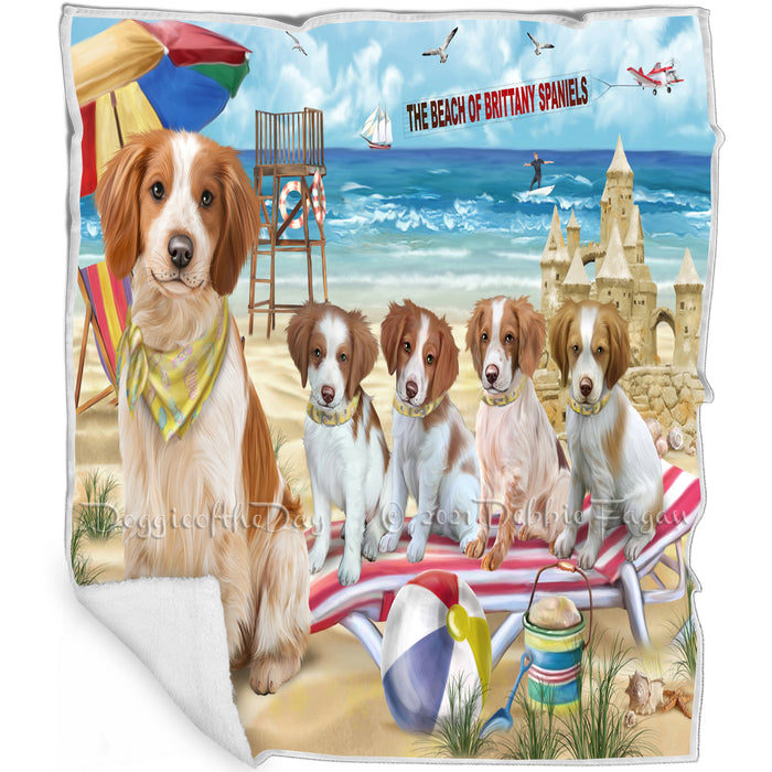 Pet Friendly Beach Brittany Spaniels Dog Blanket BLNKT65649