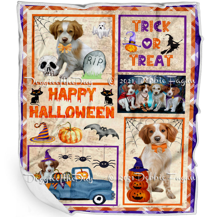 Happy Halloween Trick or Treat Brittany Spaniel Dogs Blanket BLNKT143729