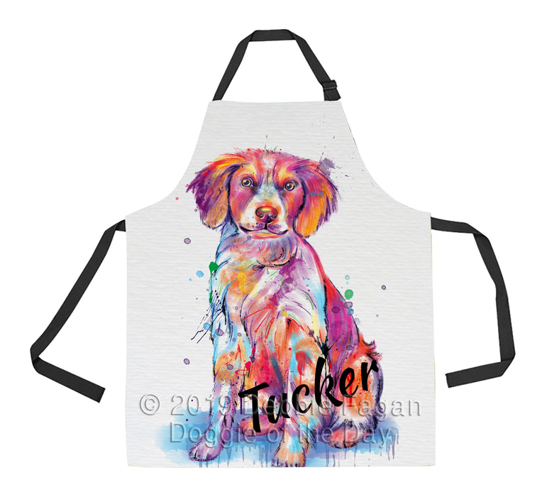 Custom Pet Name Personalized Watercolor Brittany Spaniel Dog Apron
