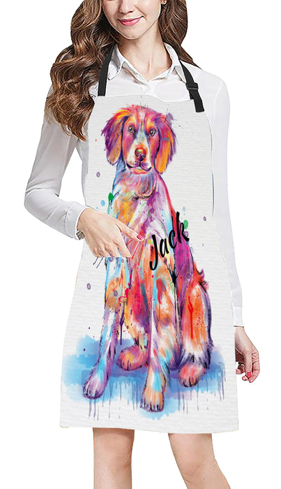 Custom Pet Name Personalized Watercolor Brittany Spaniel Dog Apron