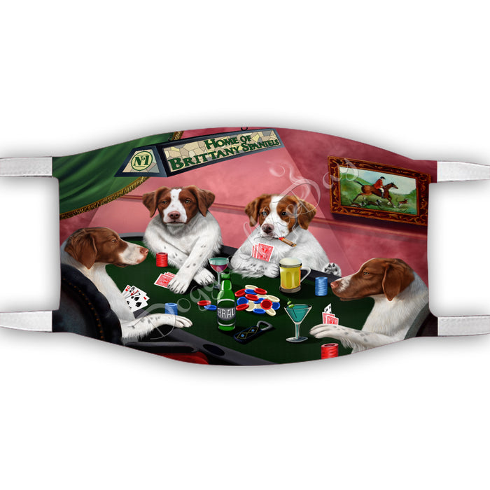 Home of Brittany Spaniel Dogs Playing Poker Face Mask FM49775