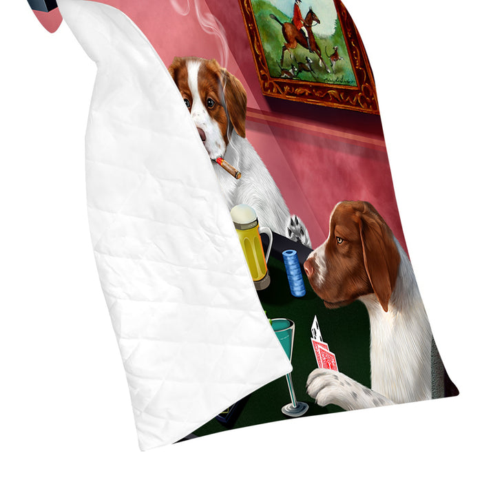Home of  Brittany Spaniel Dogs Playing Poker Quilt