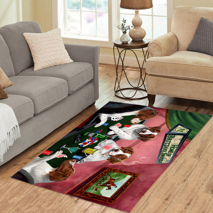 Home of  Brittany Spaniel Dogs Playing Poker Area Rug