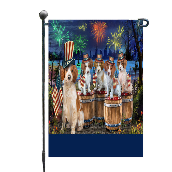 Personalized 4th of July Firework Brittany Spaniel Dogs Custom Garden Flags GFLG-DOTD-A57824