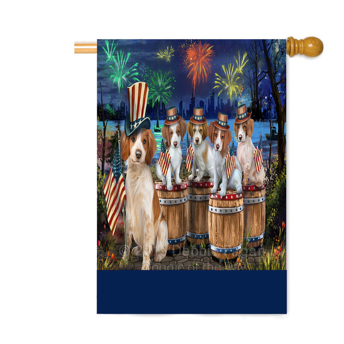 Personalized 4th of July Firework Brittany Spaniel Dogs Custom House Flag FLG-DOTD-A57880