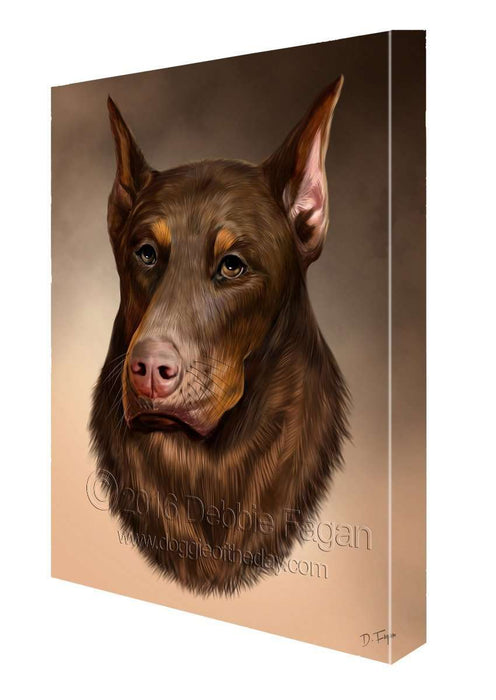 Brown Doberman Pincher Dog Art Portrait Print Canvas