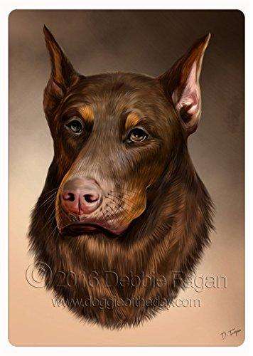 Brown Doberman Pincher Dog Art Portrait Print Tempered Cutting Board