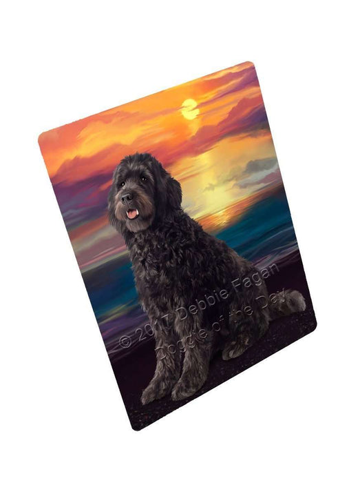 Brown Labradoodle Dog Art Portrait Print Woven Throw Sherpa Plush Fleece Blanket D019