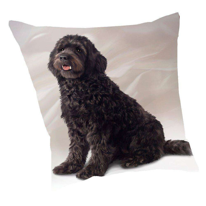 Brown Labradoodle Dog Throw Pillow D011