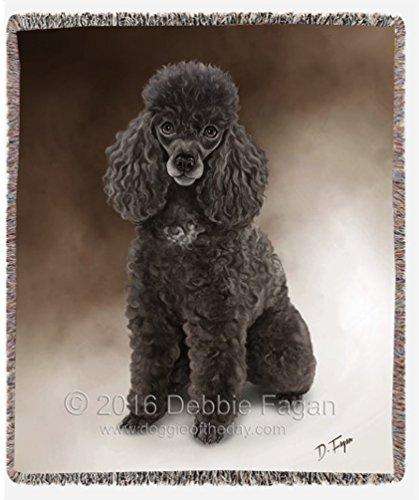 Brown Poodle Dog Art Portrait Print Woven Throw Blanket