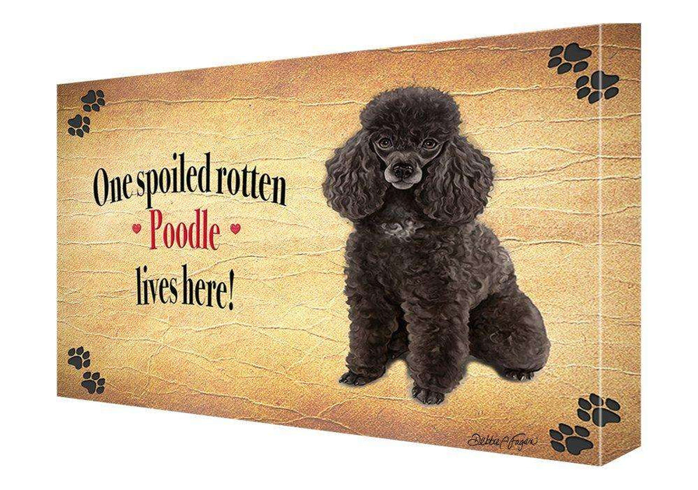 Brown Poodle Spoiled Rotten Dog Painting Printed on Canvas Wall Art Signed