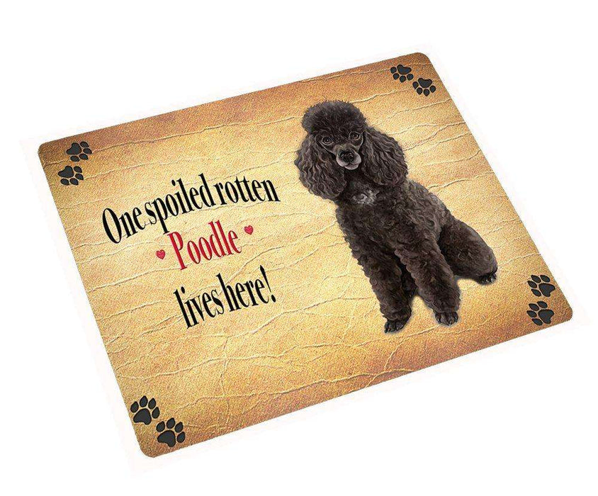 Brown Poodle Spoiled Rotten Dog Tempered Cutting Board