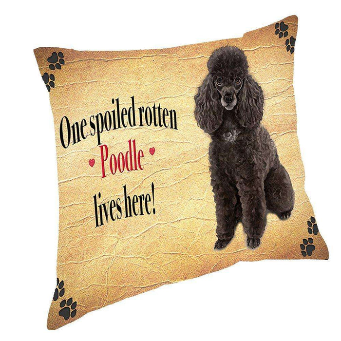 Brown Poodle Spoiled Rotten Dog Throw Pillow